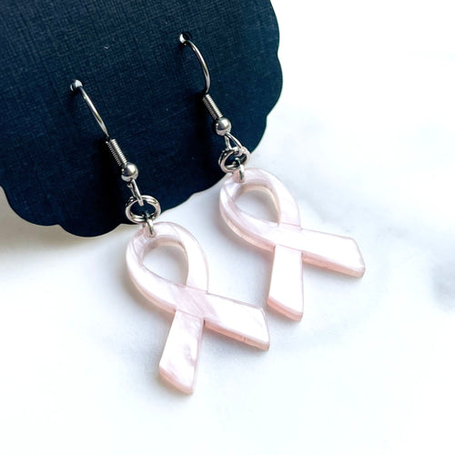 Petite Ribbons in Pearl Pink Dangle Earrings