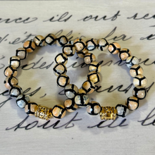 Load image into Gallery viewer, Striped Agate Bracelet with Gold Accents