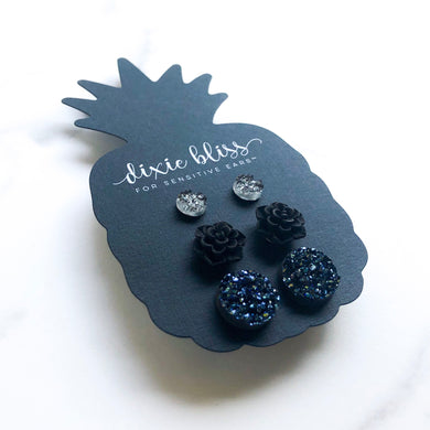 Anika Stud Trio Earrings by Dixie Bliss