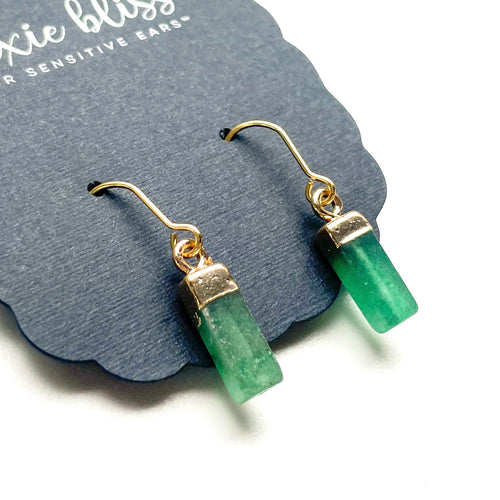 Aventurine Bar Small Dangle Earrings