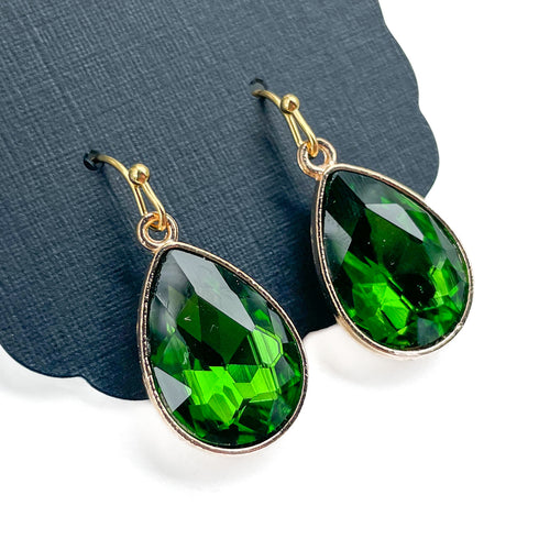 Emerald Drops Dangle Earrings by Dixie Bliss