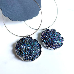 Gemstone Hoops in Shadow Dangle Earrings