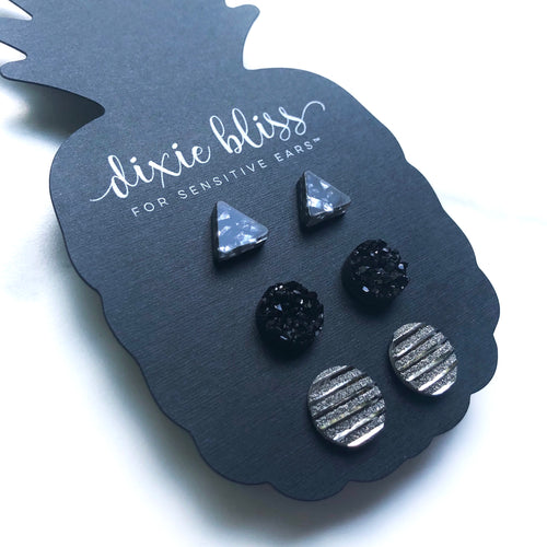 Joan Trio Stud Earrings by Dixie Bliss