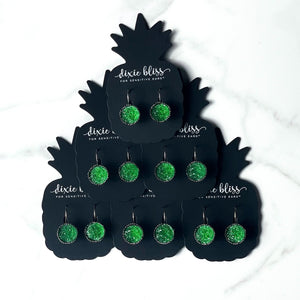 Crystal Green Lever Back Earrings by Dixie Bliss