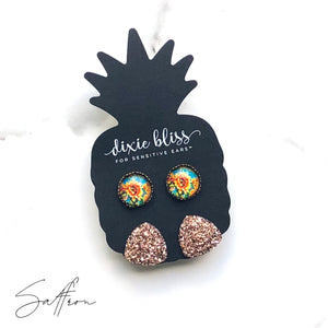 Saffron Duo Stud Earrings by Dixie Bliss