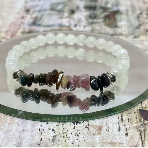 Tourmaline and White Jade Bracelet