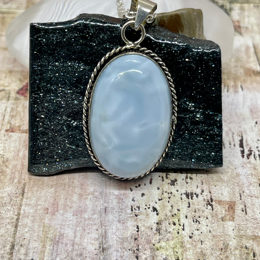 Blue Opal Oval Gemstone Pendant