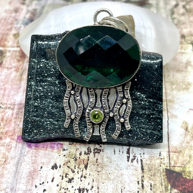 Green glass jellyfish pendant
